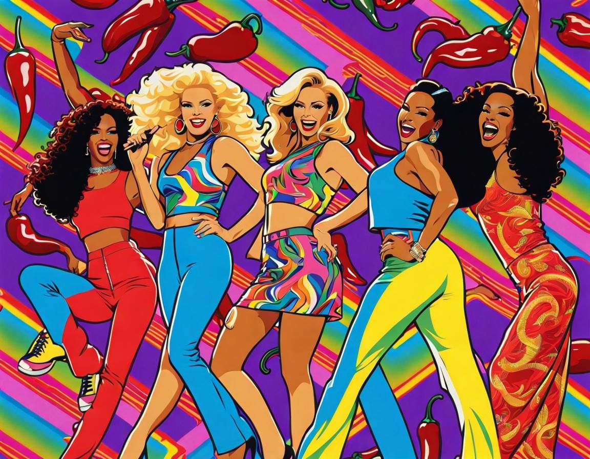 The Spice Girls Dance in Retro Memphis Style