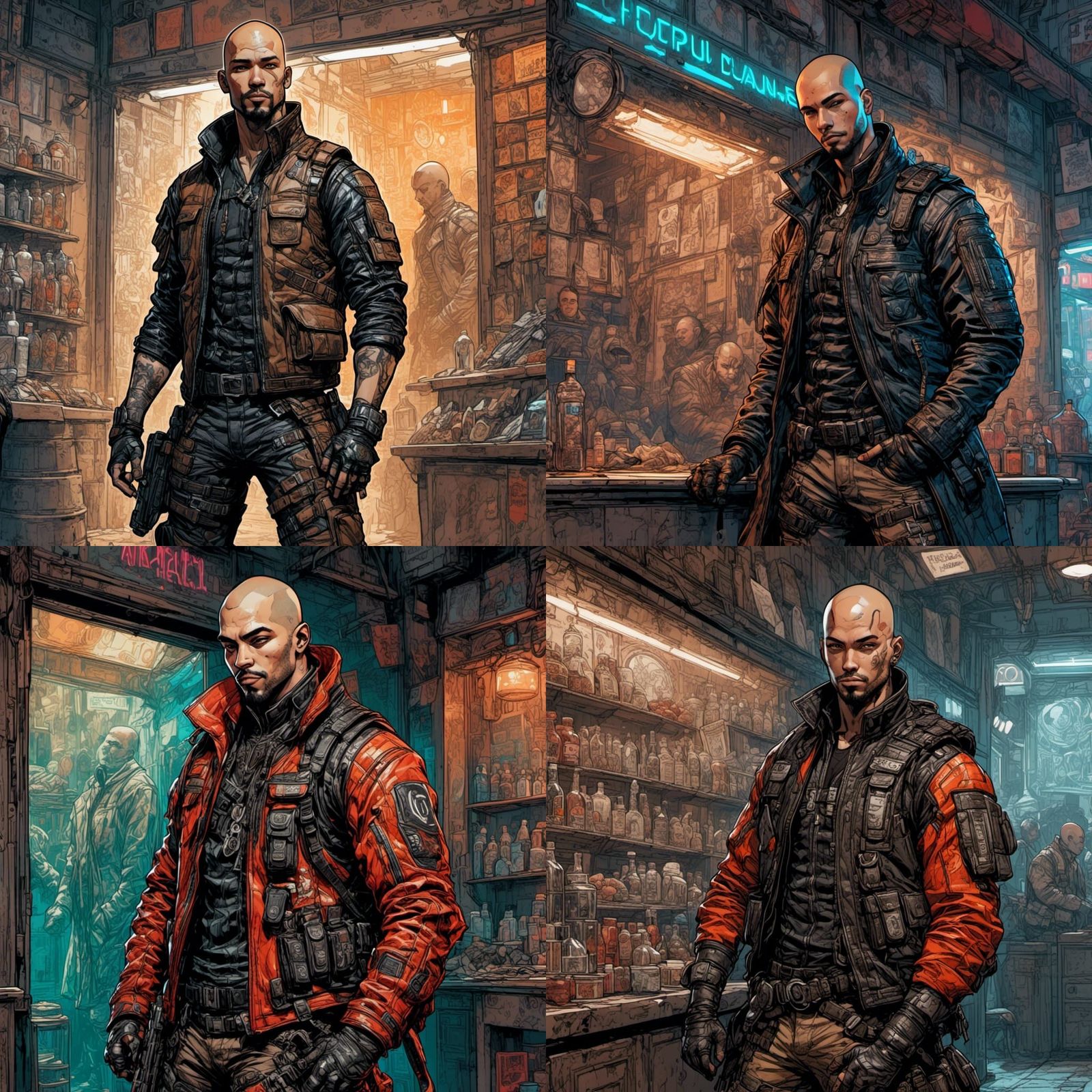 Cyberpunk Martial Arts Adept Leaning in Alley