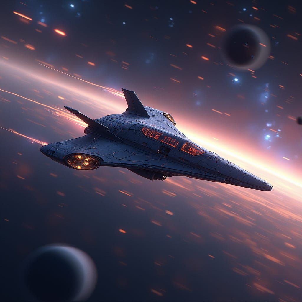 Tuxedo Class Spaceship Soaring at Light Speed