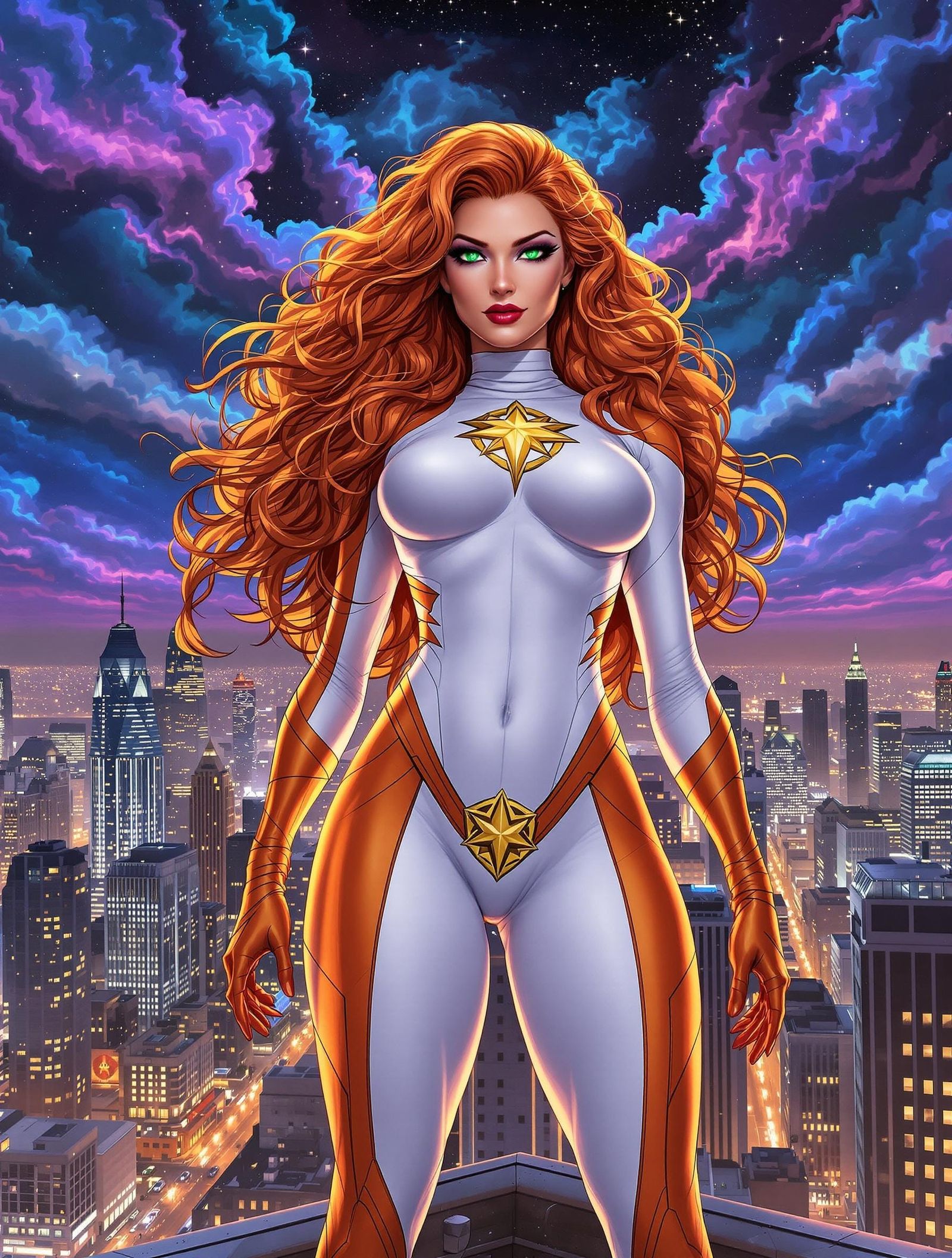 Stunning Starfire in Dynamic Comic Book Style