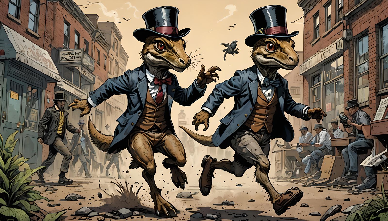 Jack Rabbit Velociraptor Hybrid in Comic Book Art