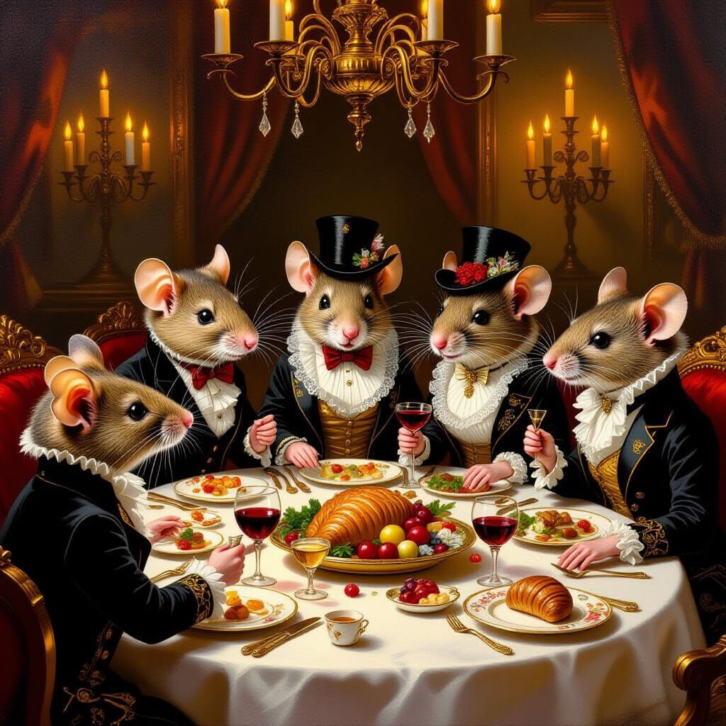 Rats and Mice Feast in Victorian Opulence