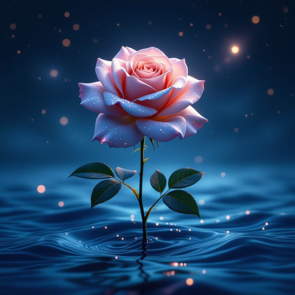 Rose in Bloom in Surreal Dreamlike Environment