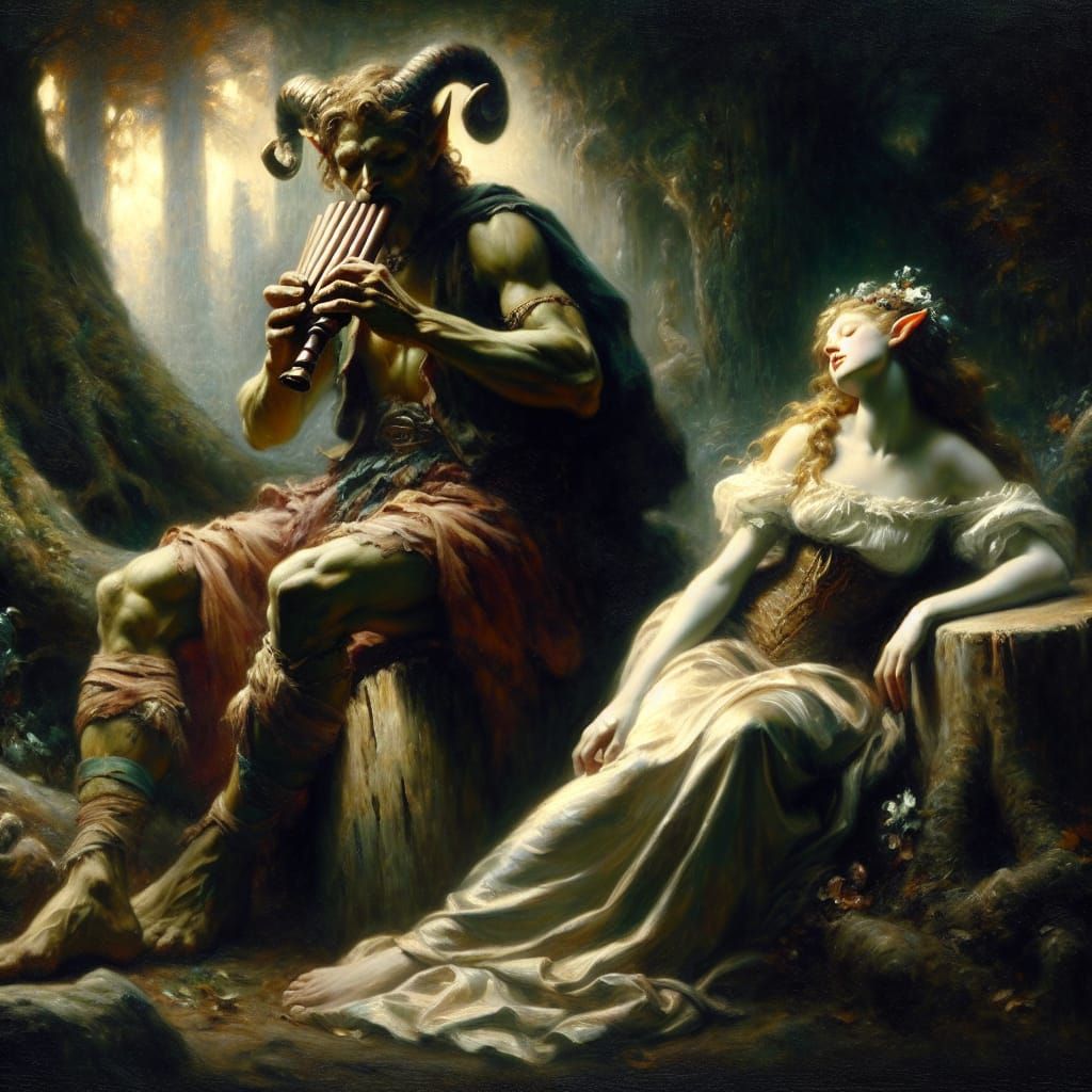 Mystical Encounter in Tenebrism Oil Painting