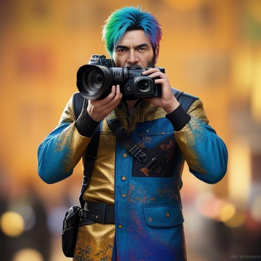 Hyperrealistic Photographer with Golden Light and Bokeh