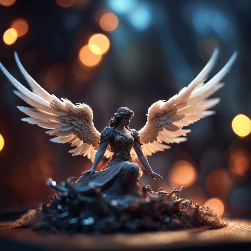 Fantasy Diorama: Angel and Demon in Detailed Bokeh