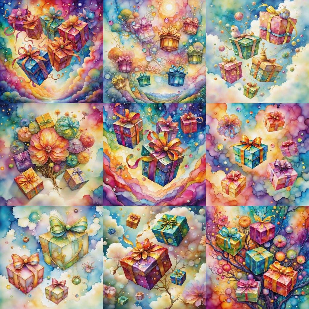 Velvet Gift Boxes Falling from the Sky