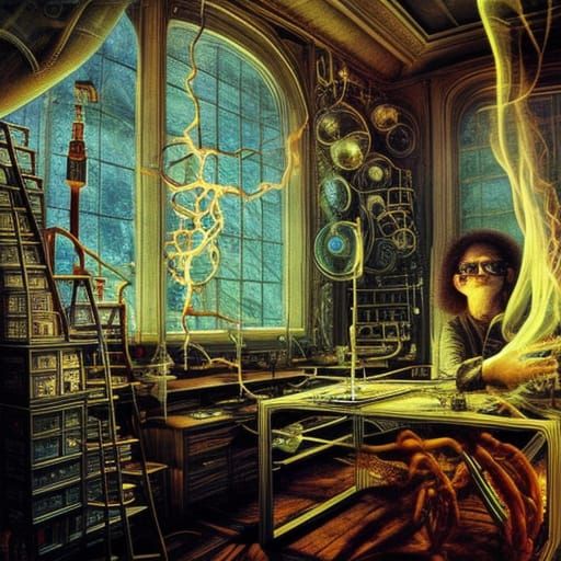 Brain Network in Warped Perspective, Fashion Magazine Art