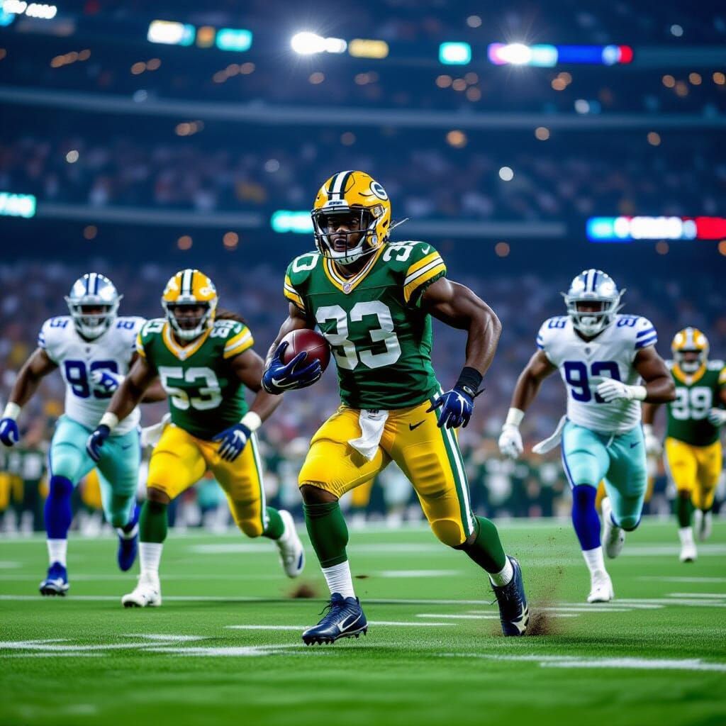 Packers vs Cowboys Cinematic Football Action Shot
