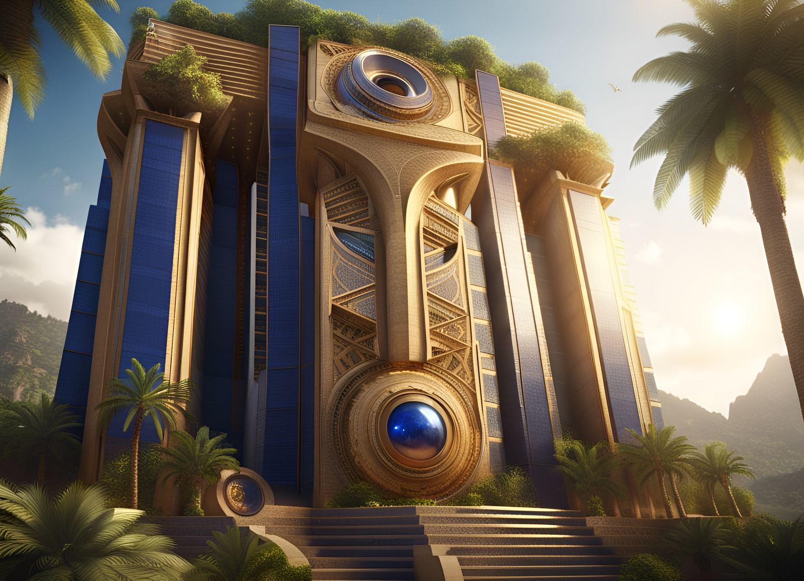 Babylon Tower with Golden and Lapis Lazuli Details