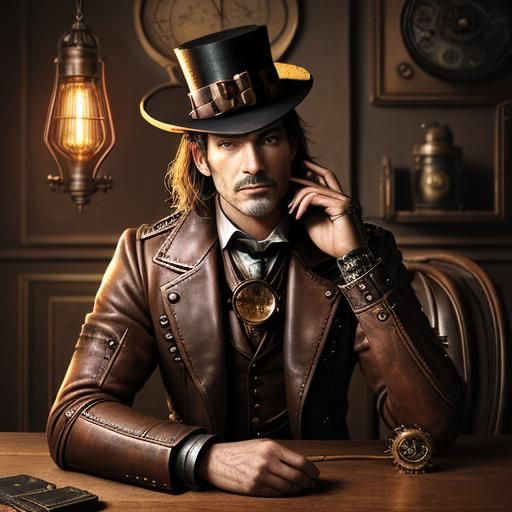 Steampunk Spider on Top Hat with Brass Goggles