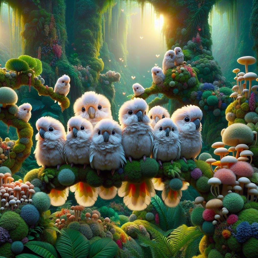 Charming Cockatoos in a Magical Jungle