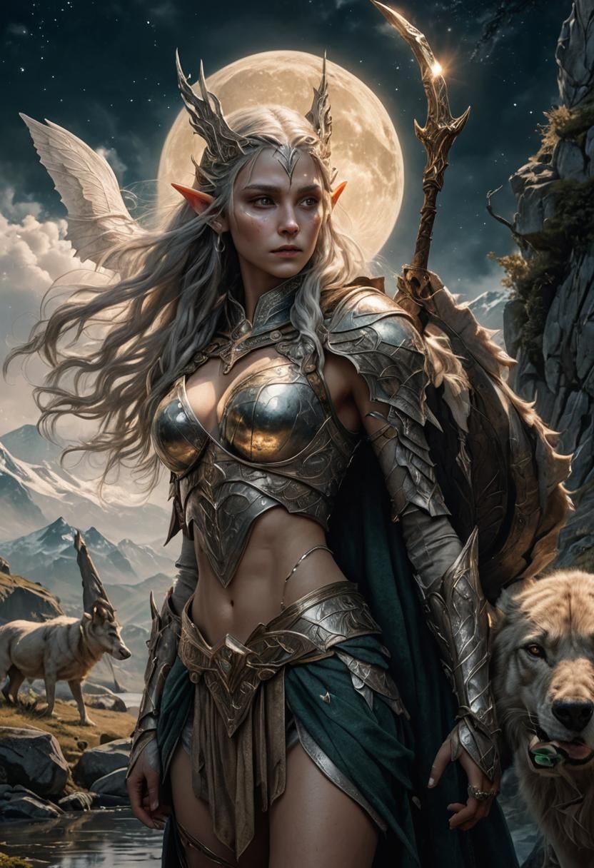 Elven Huntress Portrait in Photorealistic Style