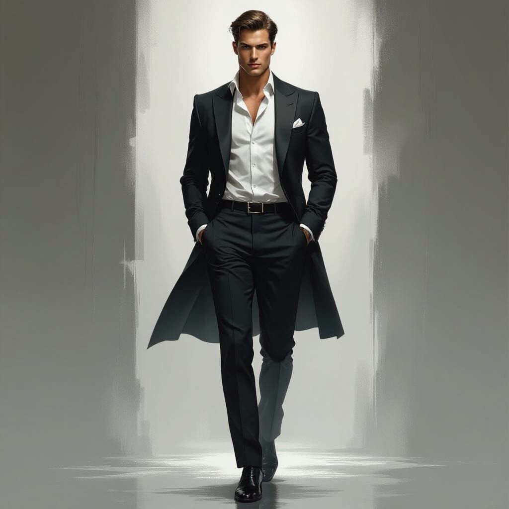 Confident Man in Modern Style with Dramatic Lighting