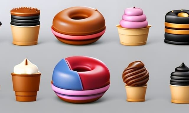 Sweet Food 3D Render Vector Icon Set