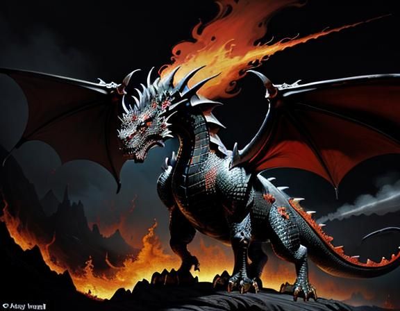 Fiery Dragon in Dynamic Fantasy Art Style