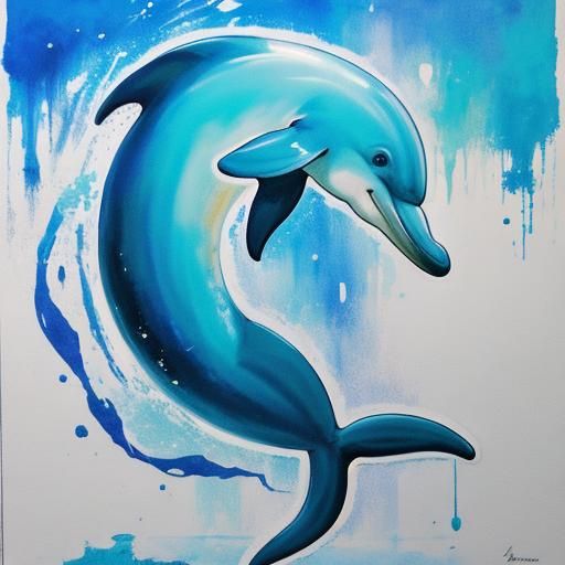 Abstract Dolphin Art with Complementary Colors