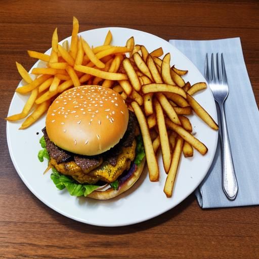 Cheeseburger and Fries Still Life