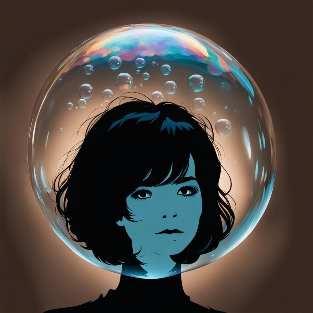 Silhouette of Woman Trapped in Bubble