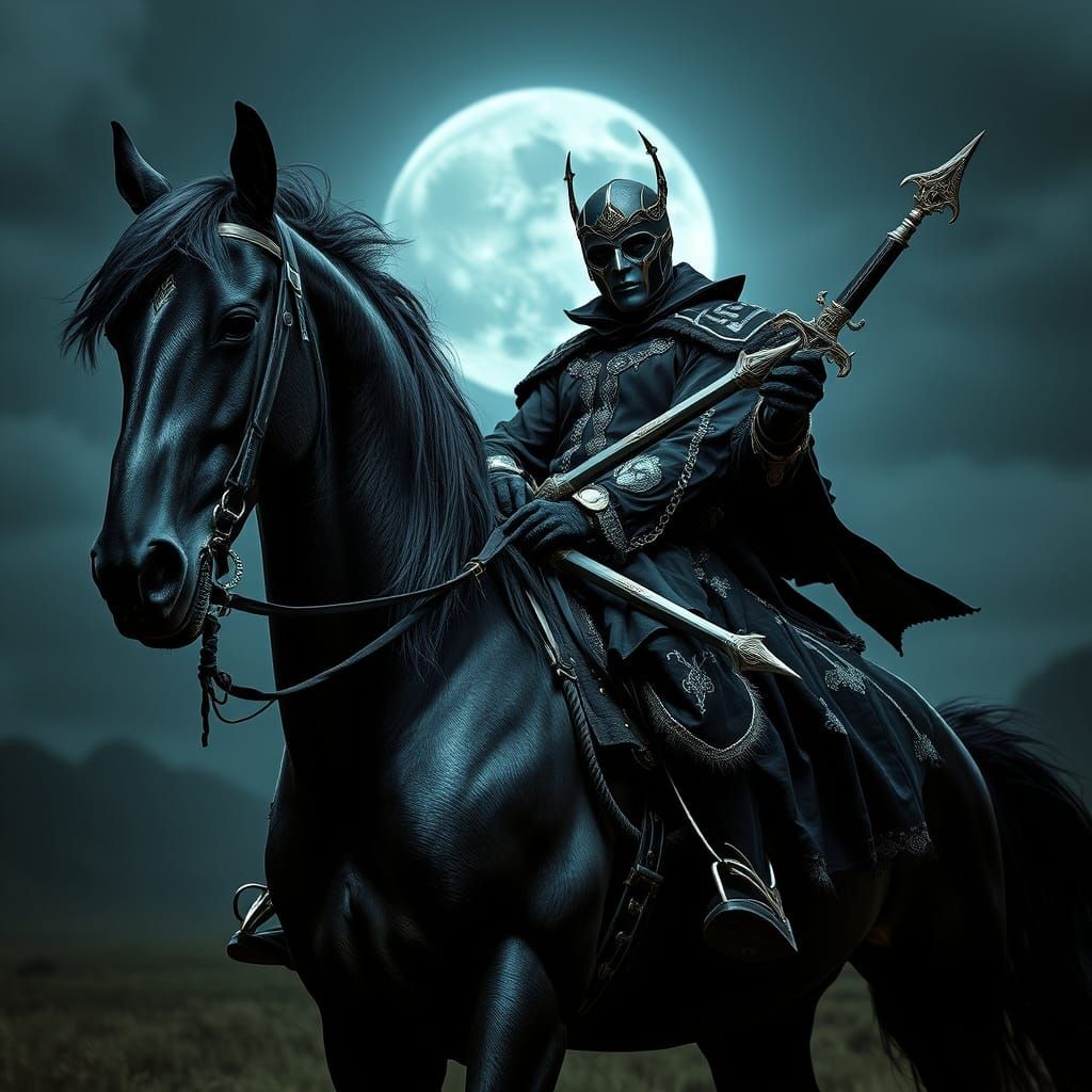 Gothic Knight Rides Under Moonlit Skies