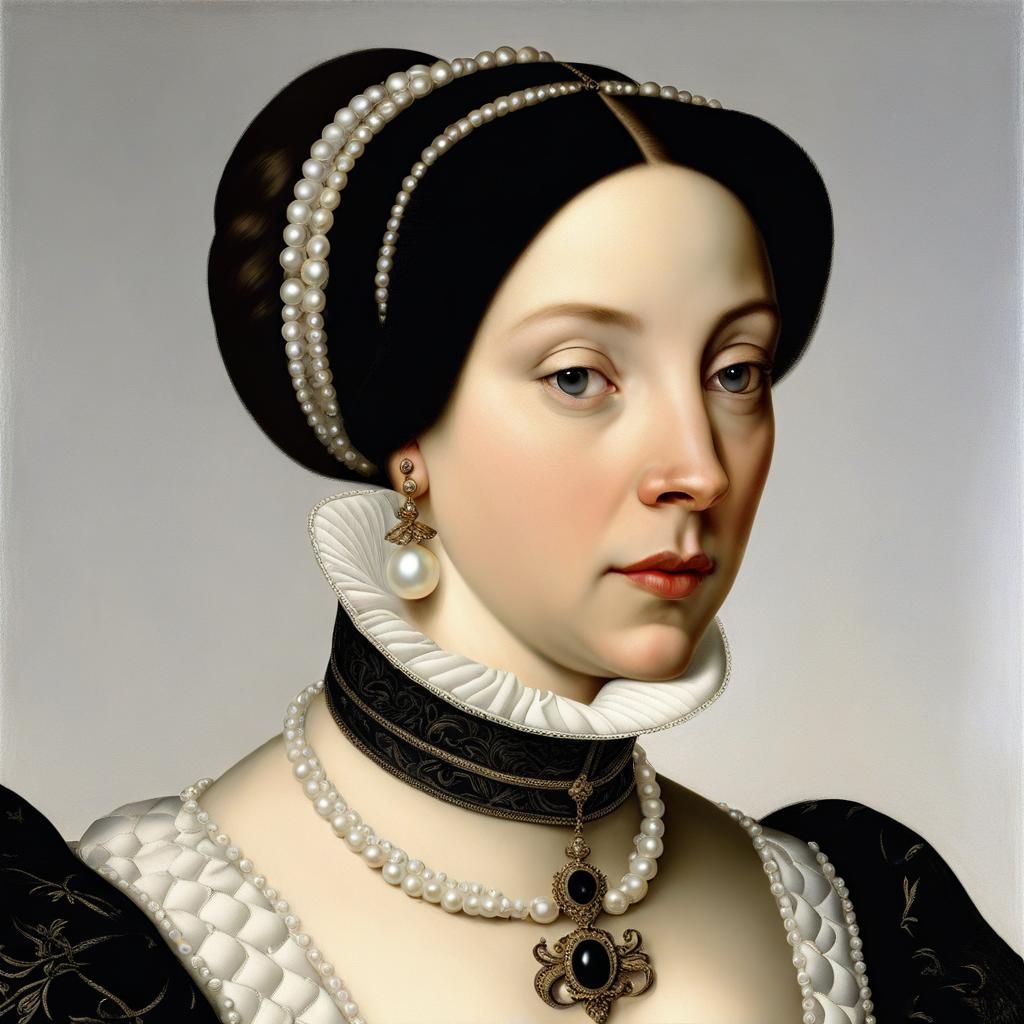 Tudor Portrait of Woman with Pearl Earrings