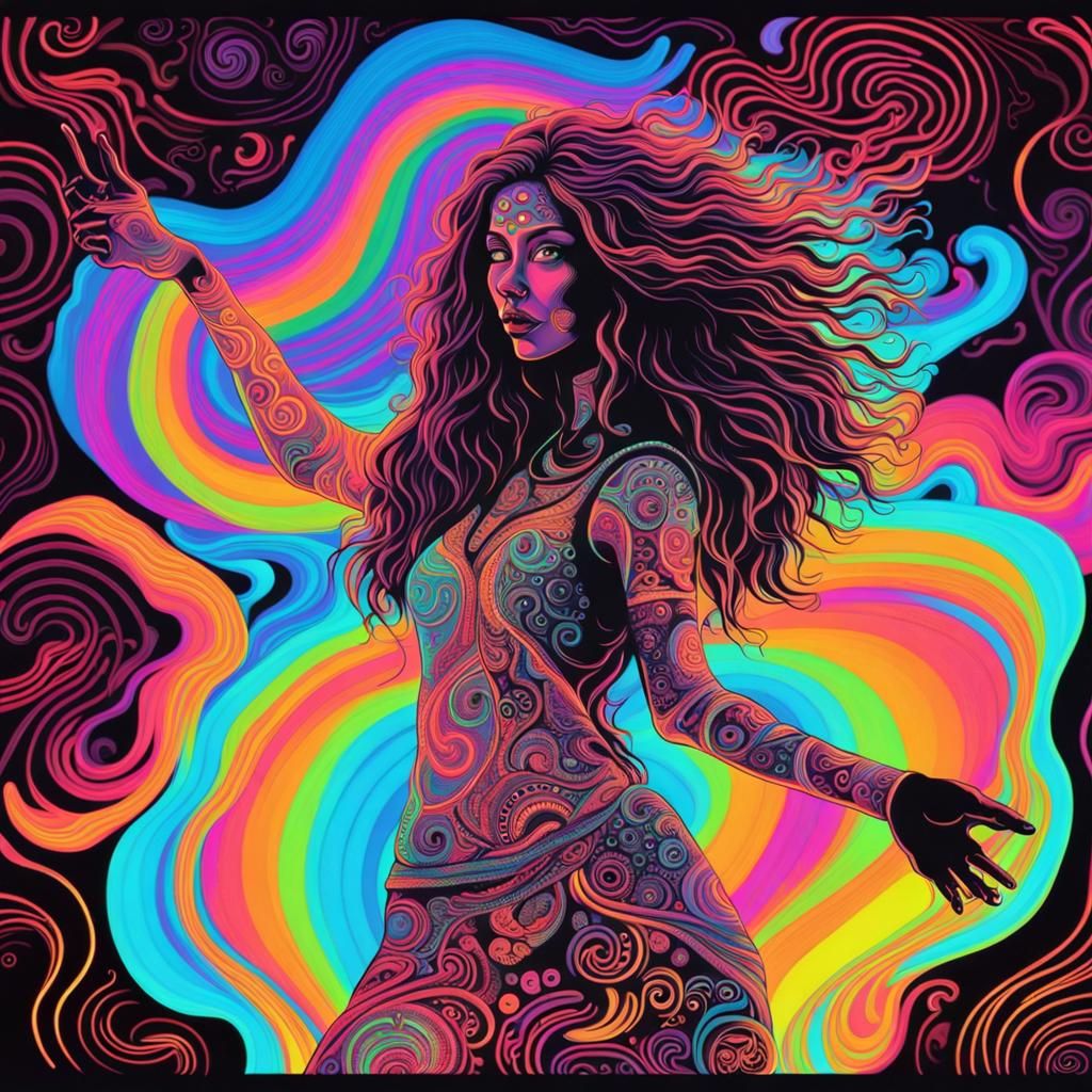 dancing hippy woman