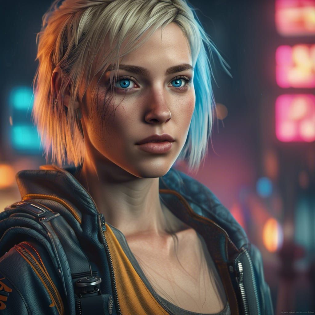 Post-Apocalyptic Survivor: Detailed Cyberpunk Portrait