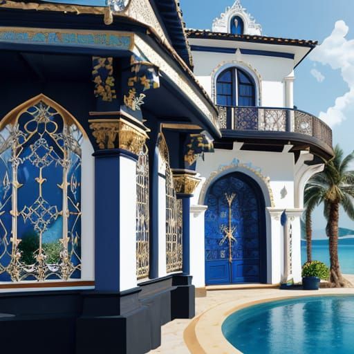 Magical Art Deco & Renaissance Villa with Starry Motifs