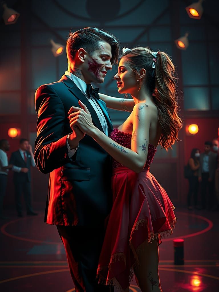 Zombie Prom Queen Dance in Hyperrealistic Splash Art