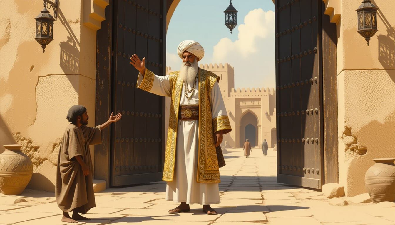 Proud Muslim Nobleman at Palace Gate