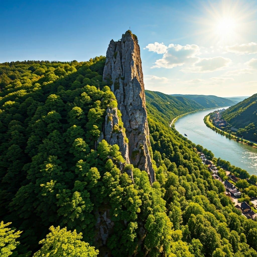 Breathtaking Rhine Valley Landscape in Hyper-Realistic Style