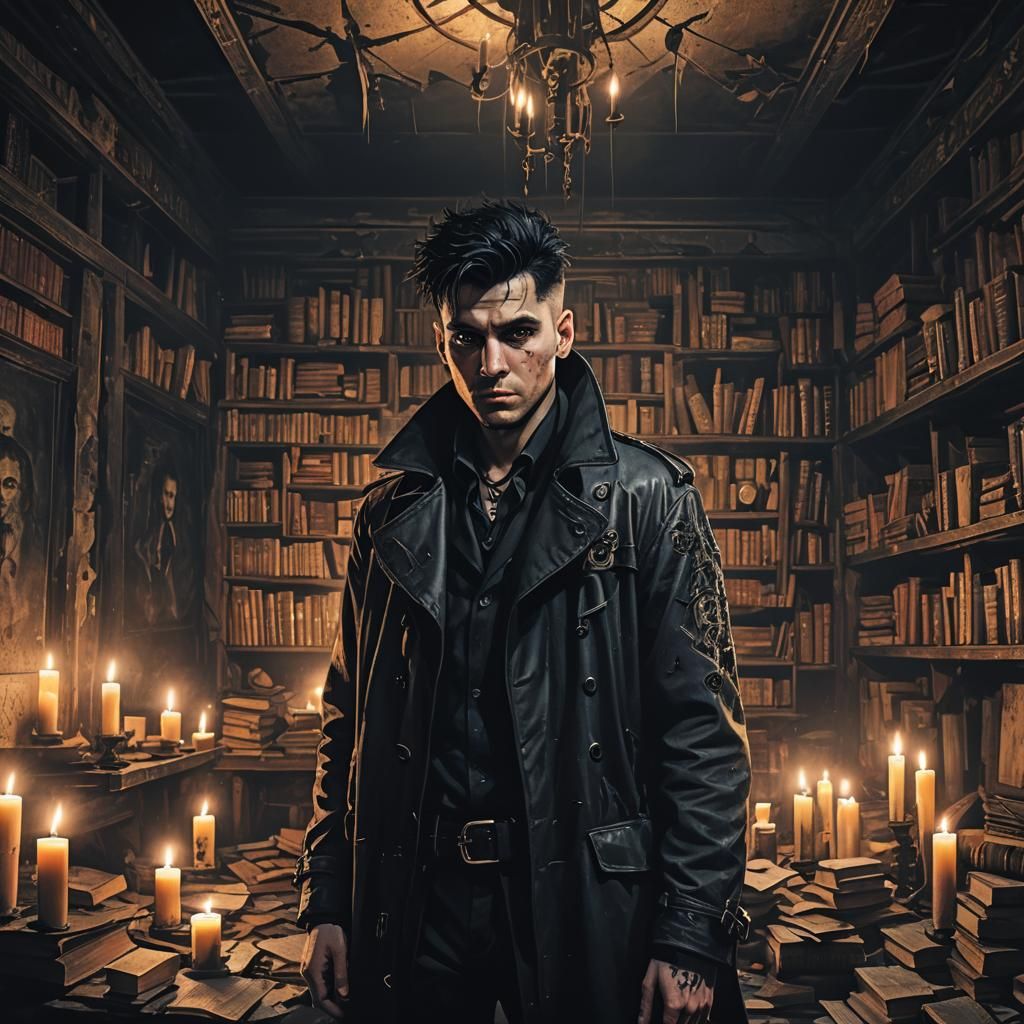 Dark Fantasy Man in Abandoned Apartment