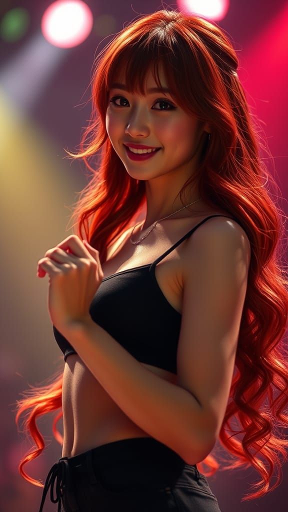 Hyperrealistic J-Pop Idol in Cinematic Stage Performance