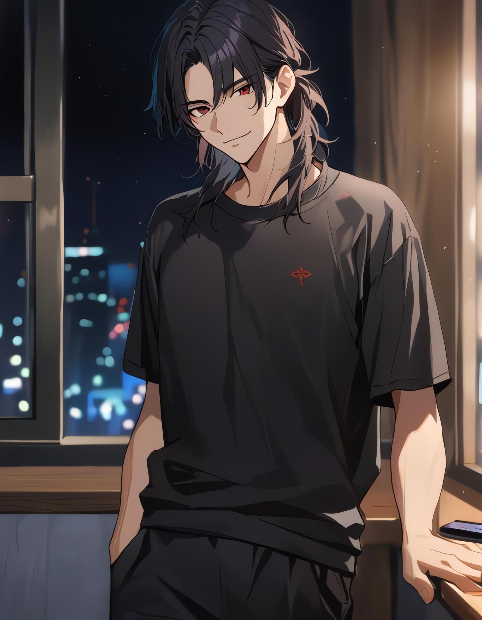 Attractive Man with Mullet and Red Eyes