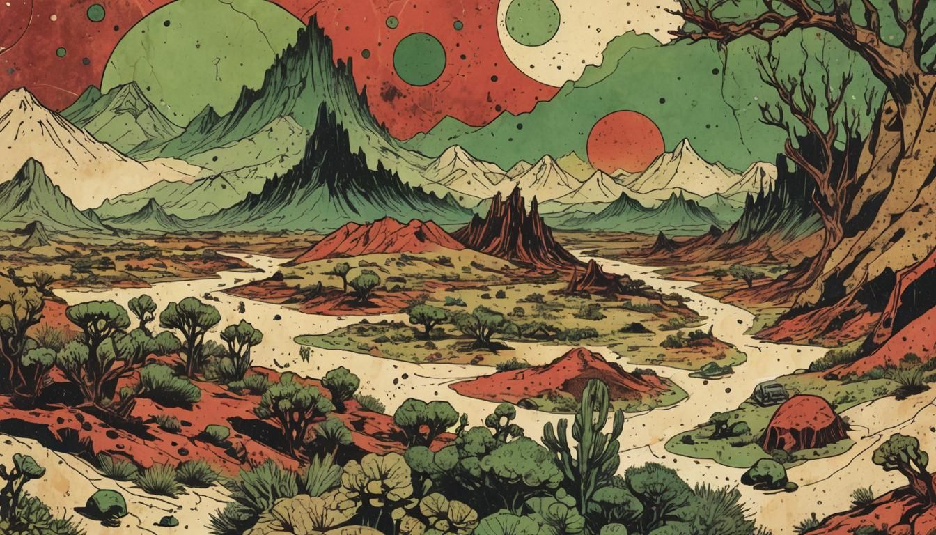 Retrofuturistic Marvels in Vibrant Martian Landscapes