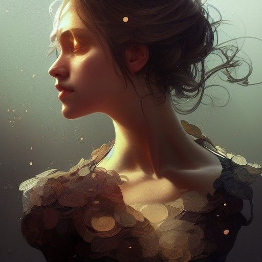 Reflective Portrait in Detailed Digital Art Style