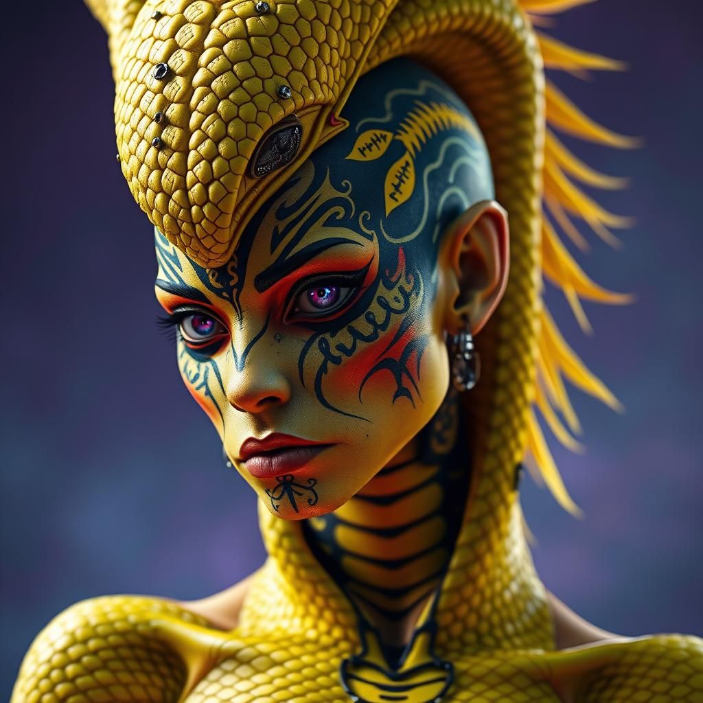 Mystical Lamia with Punk Hairstyle in Unreal Engine 5