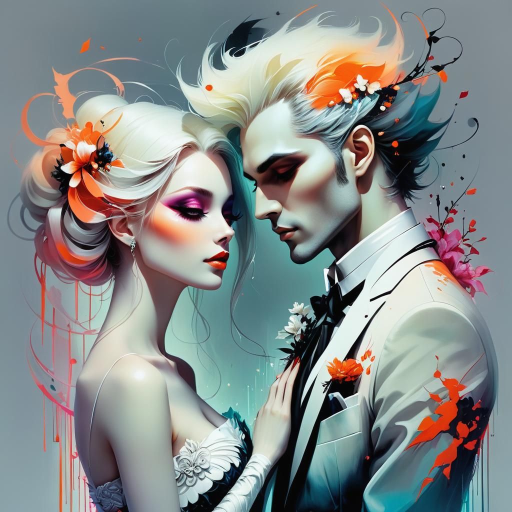 Sweet Couple Portrait in a Surreal Style