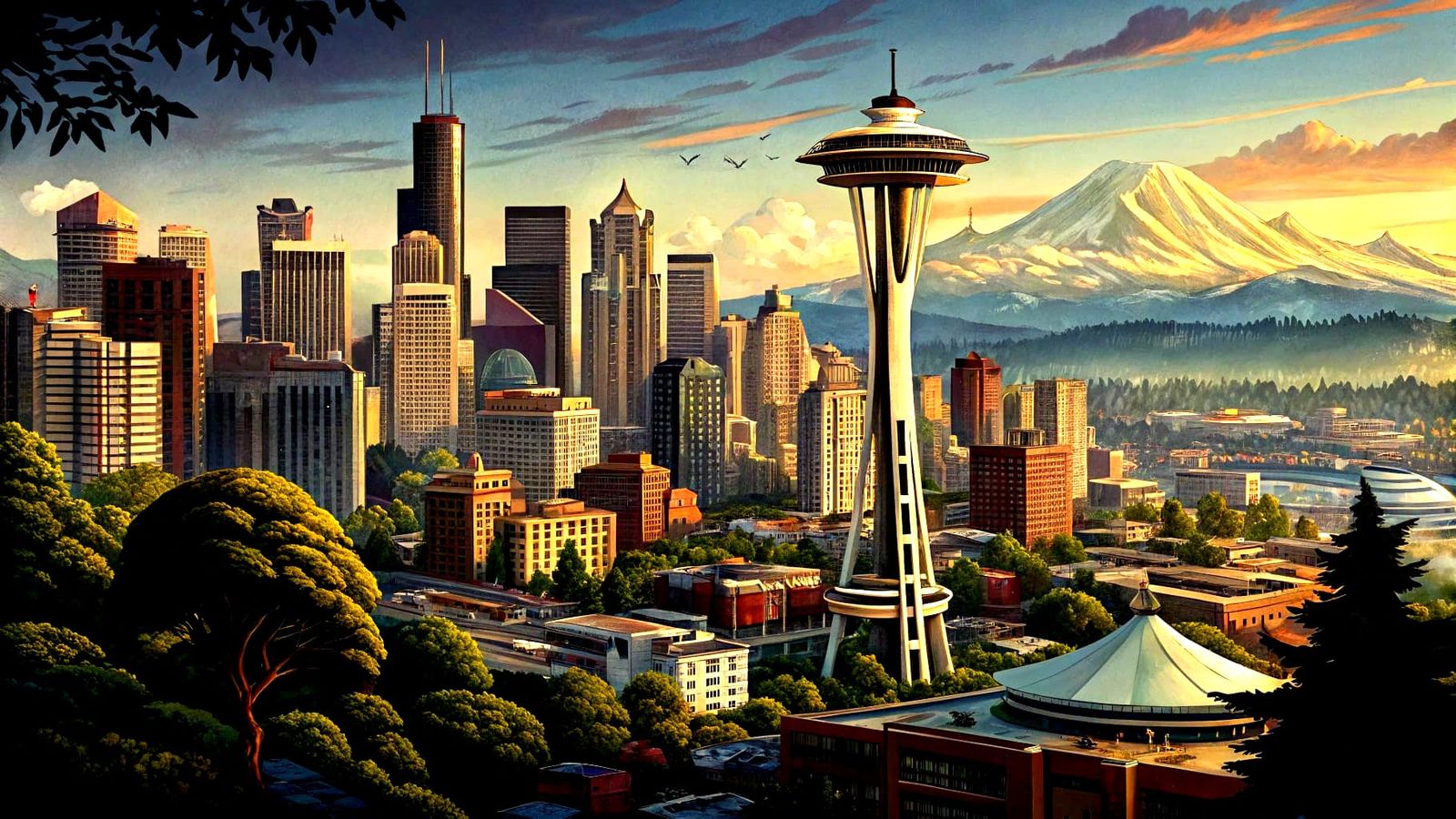 Seattle cityscape, cinemascope