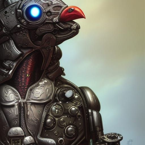 Cyberpunk Rooster: Digital Art Illustration