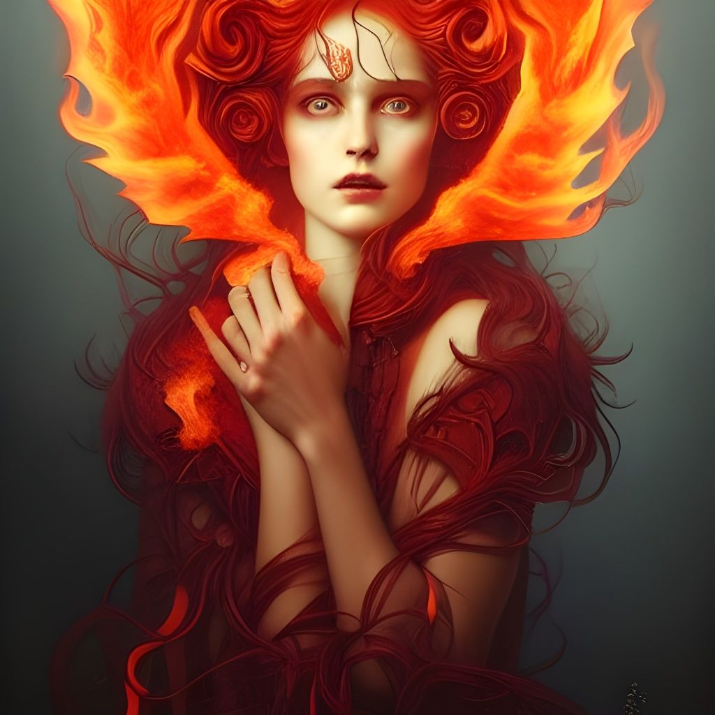 Detailed Portrait of a Fierce Fire God