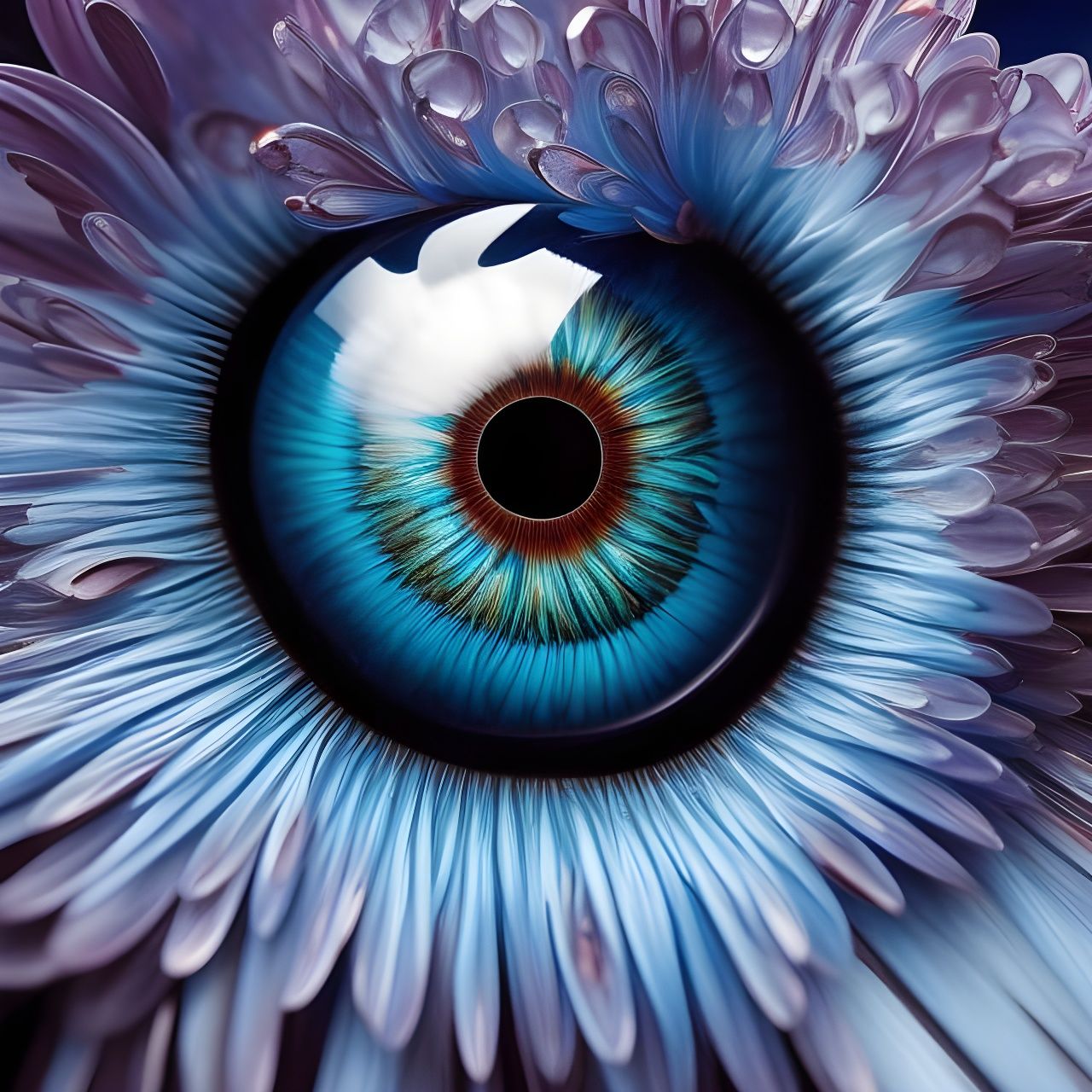 Surreal Eye Inside Flower in Glass Orb