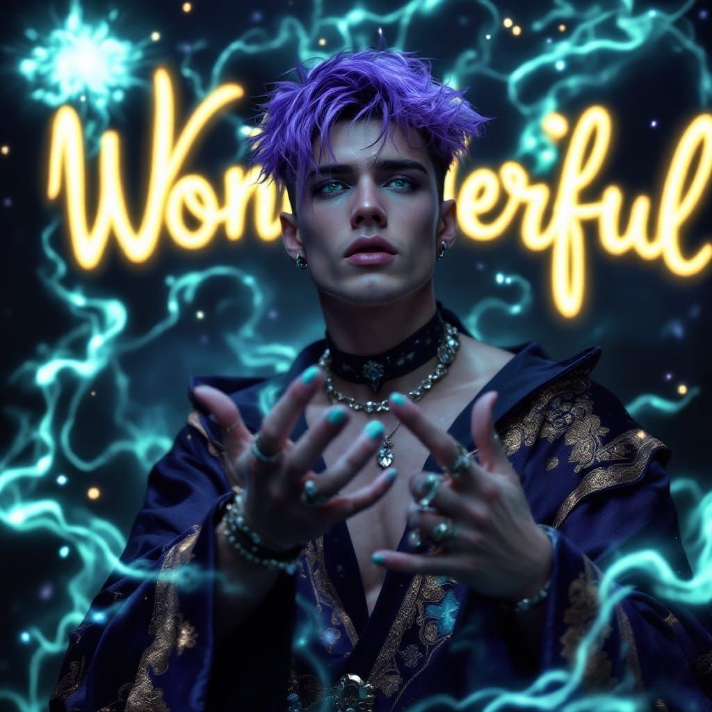 Mystical Young Mage in Vibrant Wizard Robes