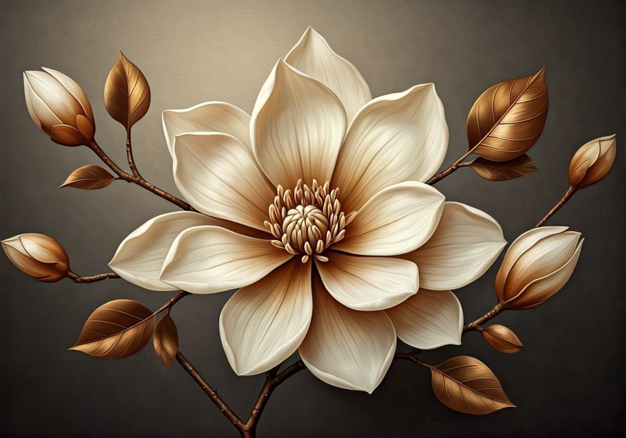 Elegant Cream-Colored Flower in Painterly Style