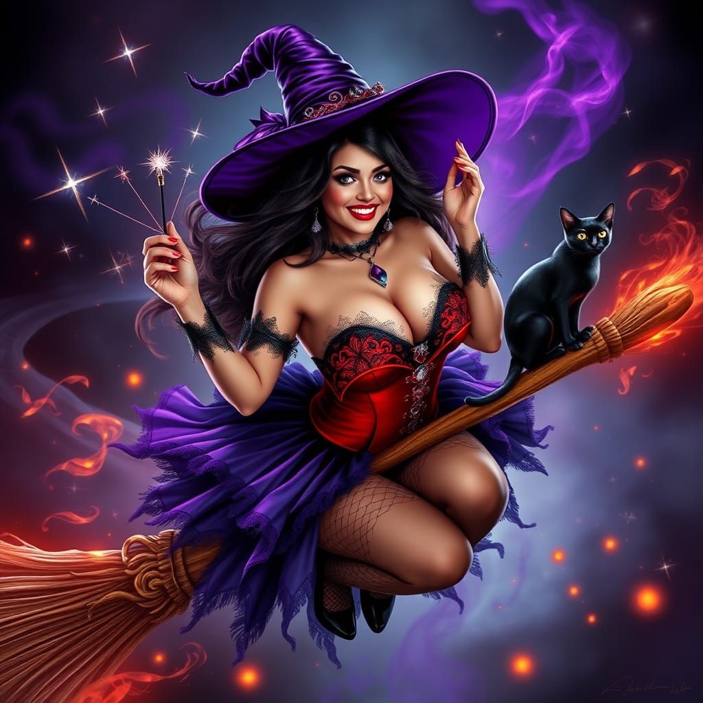 NSFW Naughtily Smiling Flying Witch