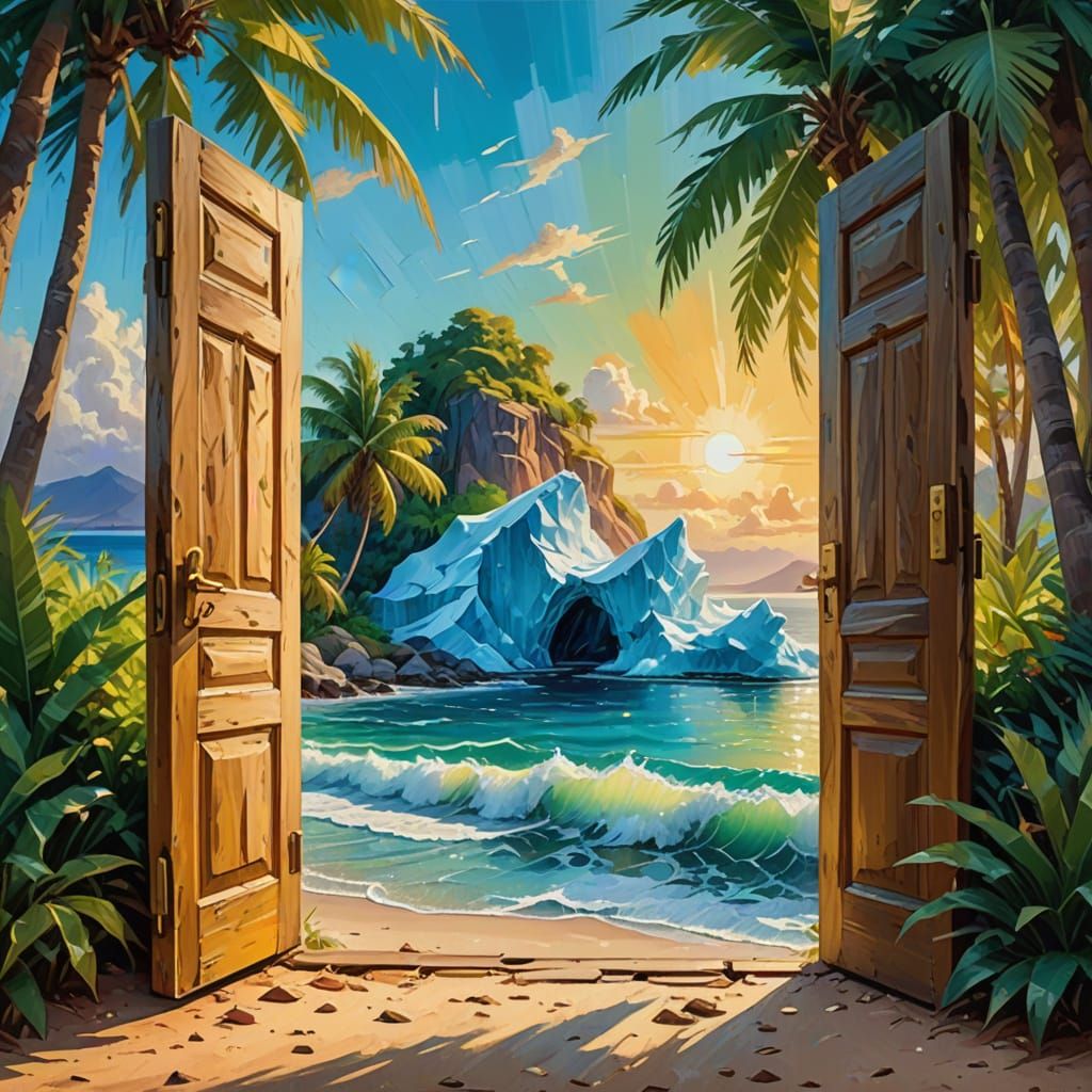 Tropical Island Oasis Hidden Inside Iceberg