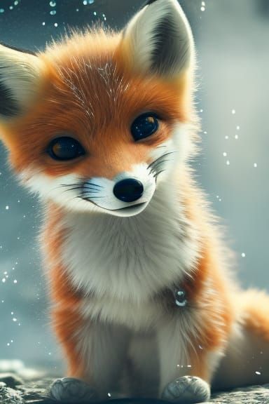 Adorable Baby Fox Portrait in Digital Art Style
