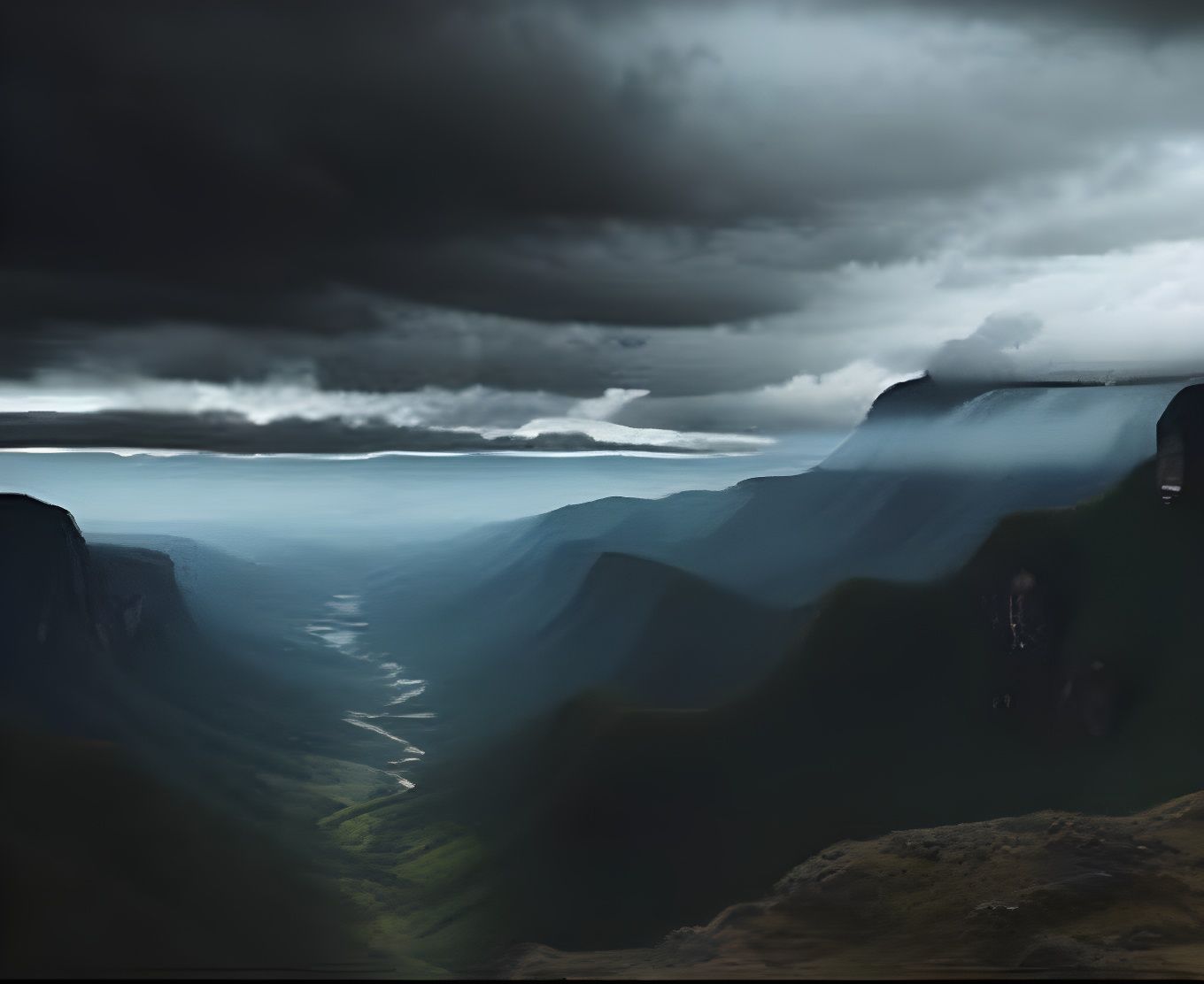 Rainy Mountain Range Landscape