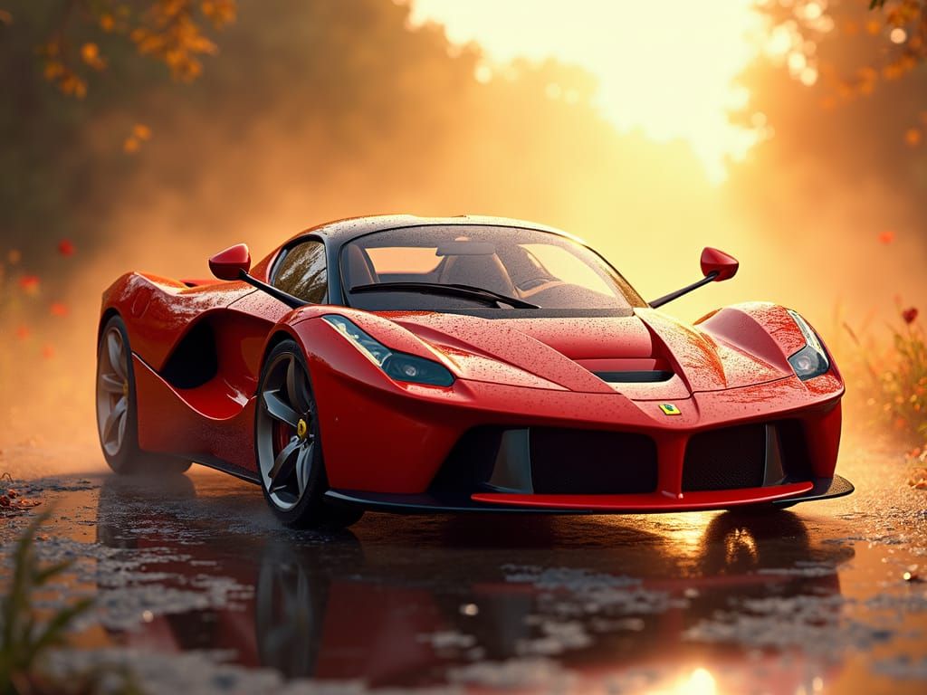 Hyperrealistic Ferrari Melting in Summer Heat