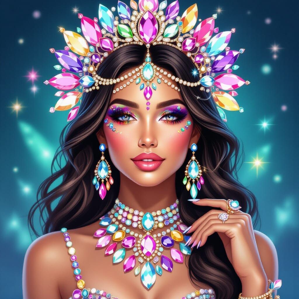 Radiant Goddess Adorned with Gemstones and Jewels